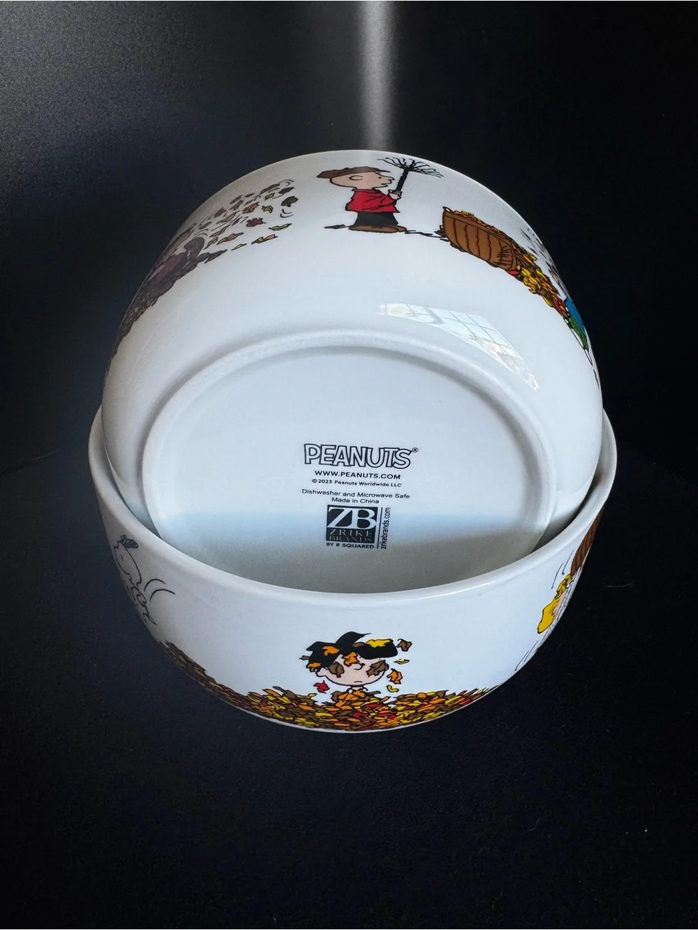 Peanuts Holiday Ceramic Bowls - Fall Leaves Design